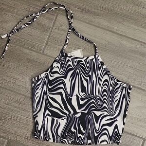 Stylish Black and White Women's Halter Top